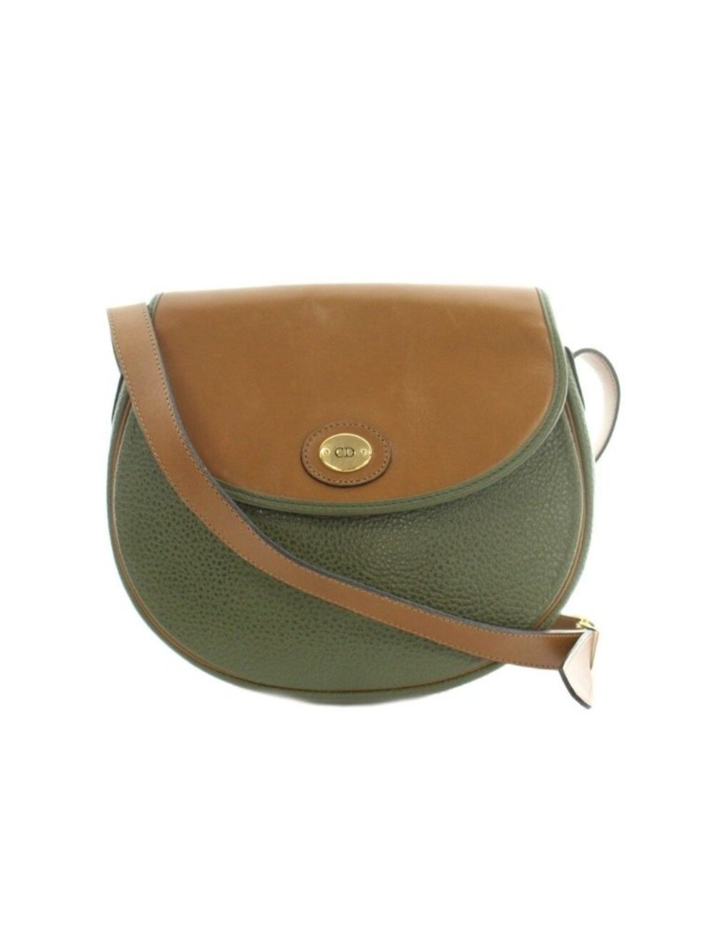 Dior Shoulder Bag Flap Closure Leather CD Logo Khaki Brown